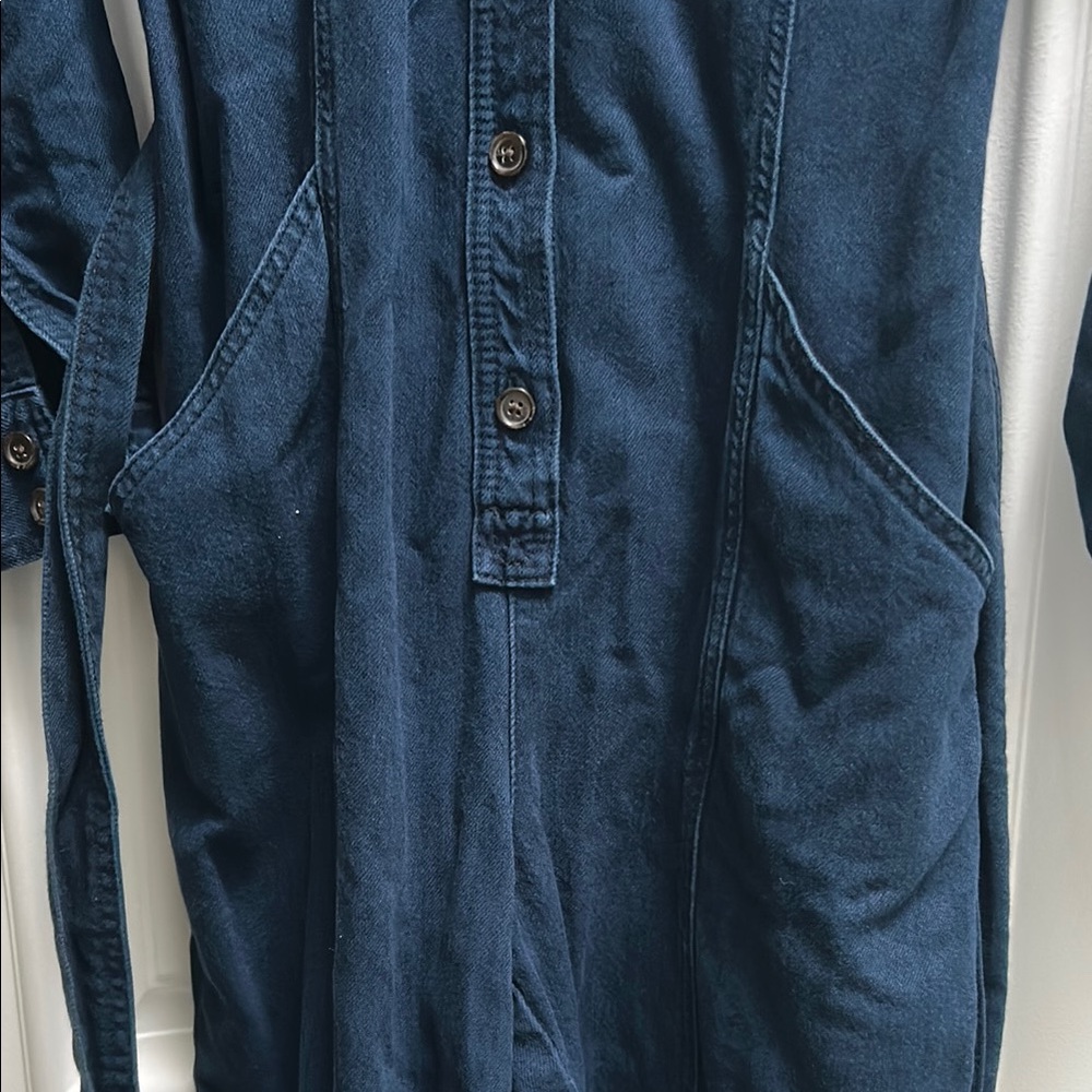 Banana Republic Blue Long Sleeve Notched Collar Jumpsuit - Picture 3 of 11